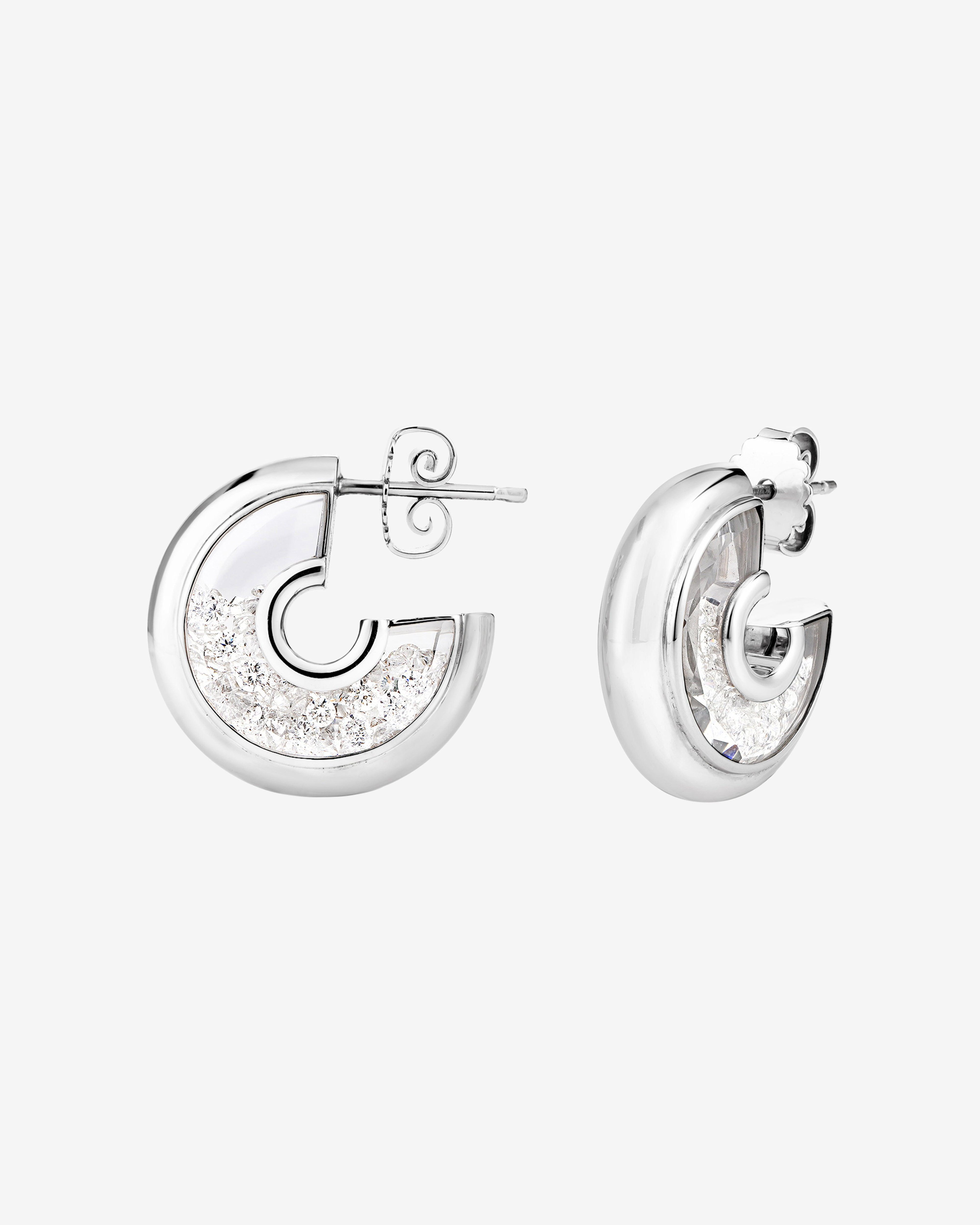 Moritz Glik - Women's Letra 15 Earrings - (White Gold) by MORITZ GLIK