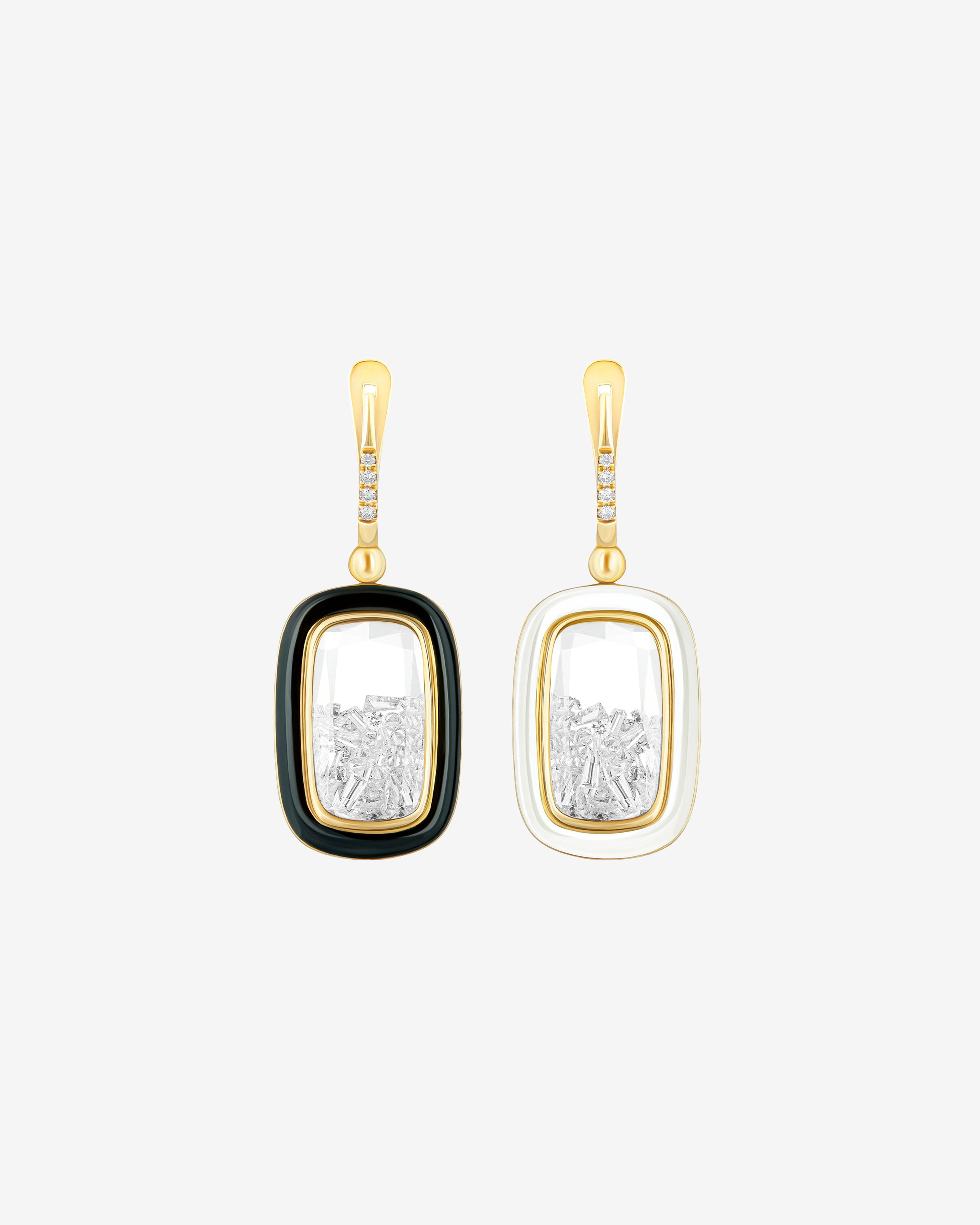 Moritz Glik - Women's Ventana Reversible Enamel Earrings - (Yellow Gold) by MORITZ GLIK