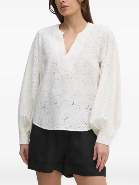 V-neck eyelet blouse by MOS MOSH