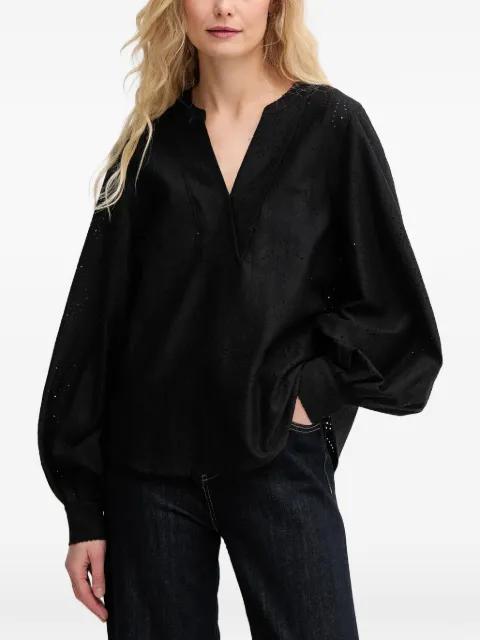 balloon-sleeve V-neck blouse by MOS MOSH