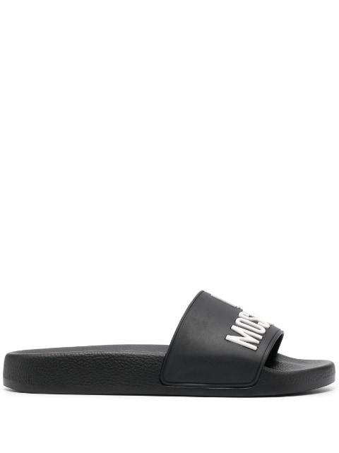 3D-logo flat slides by MOSCHINO