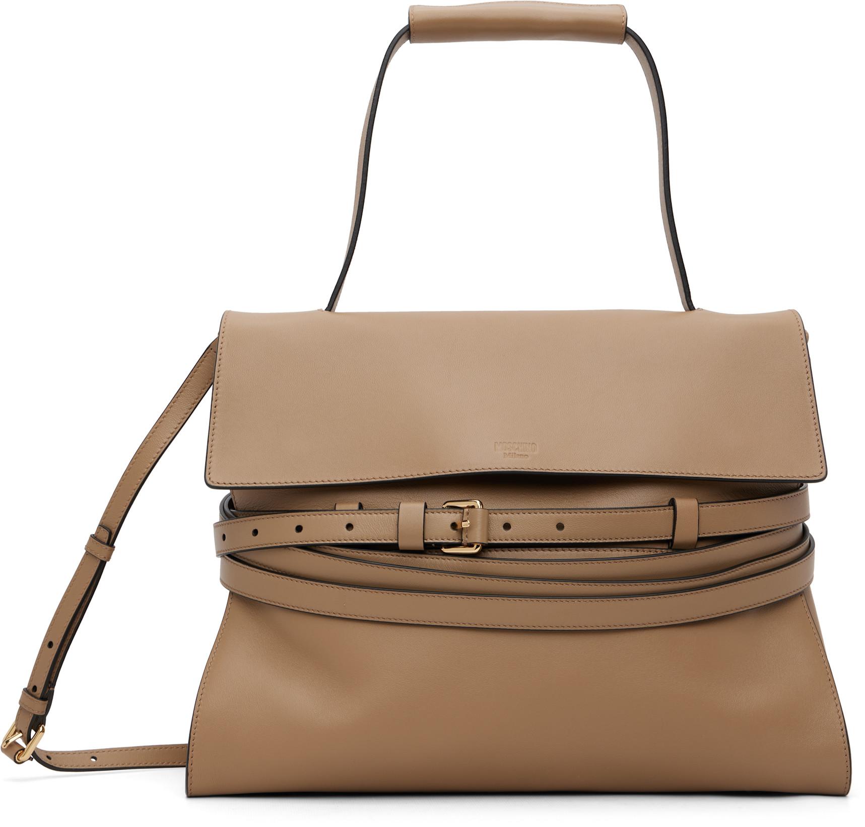 Beige 'Tie Me' Medium Bag by MOSCHINO
