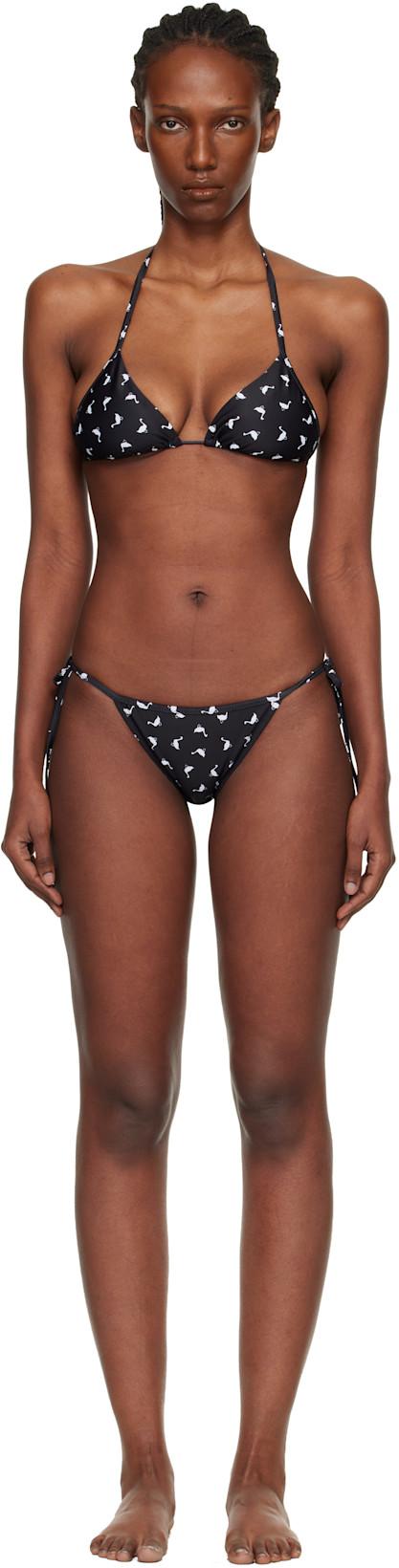 Black All Over Small Goose Print Bikini by MOSCHINO