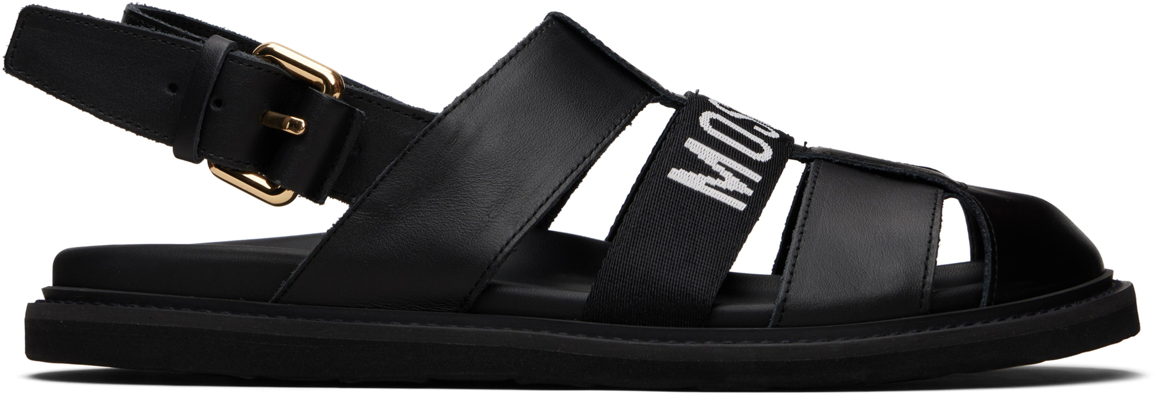 Black Calfskin Sandals by MOSCHINO