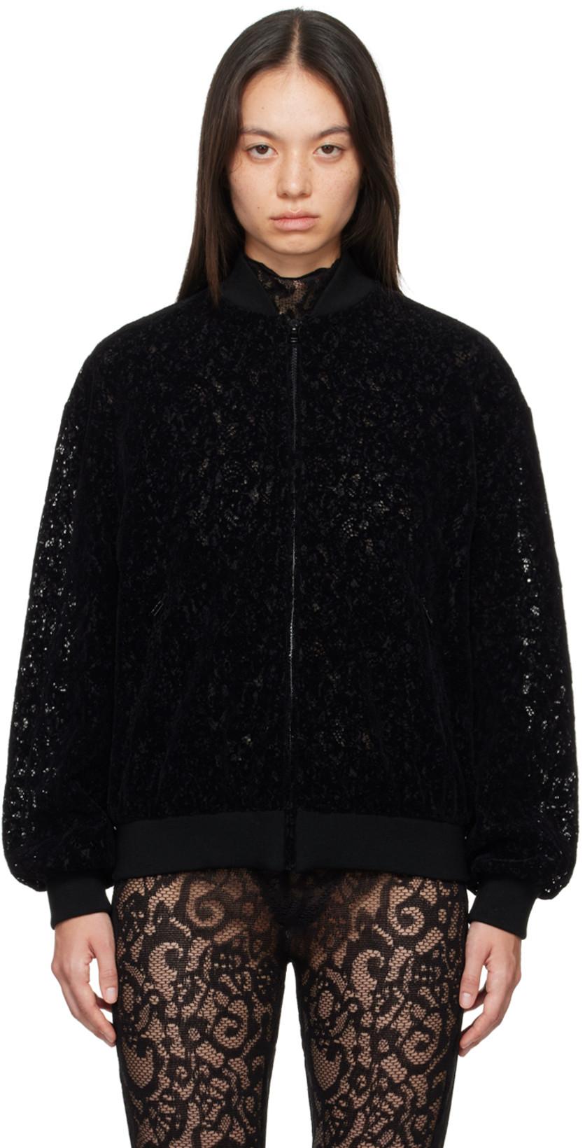 Black Lace Bomber Jacket by MOSCHINO