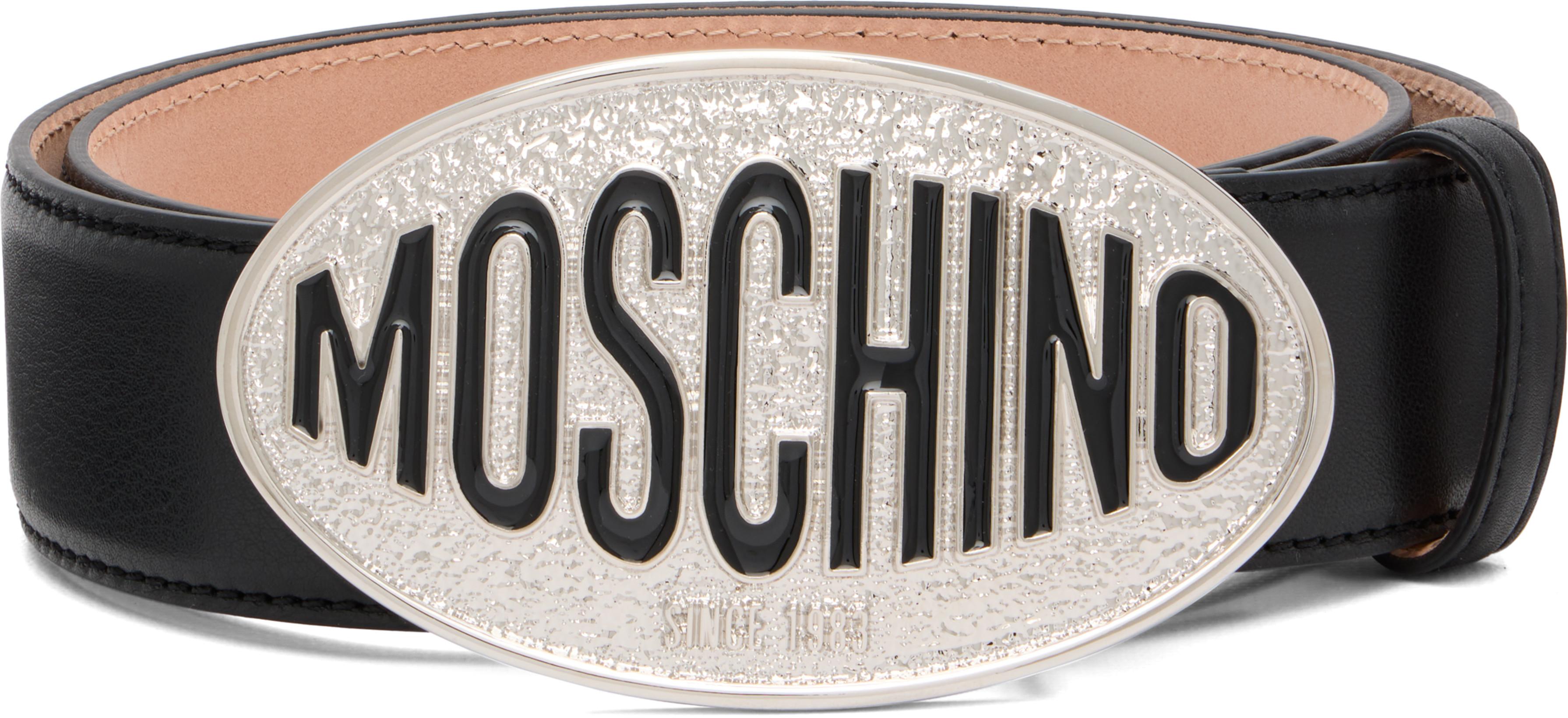 Black Logo Hardware Belt by MOSCHINO
