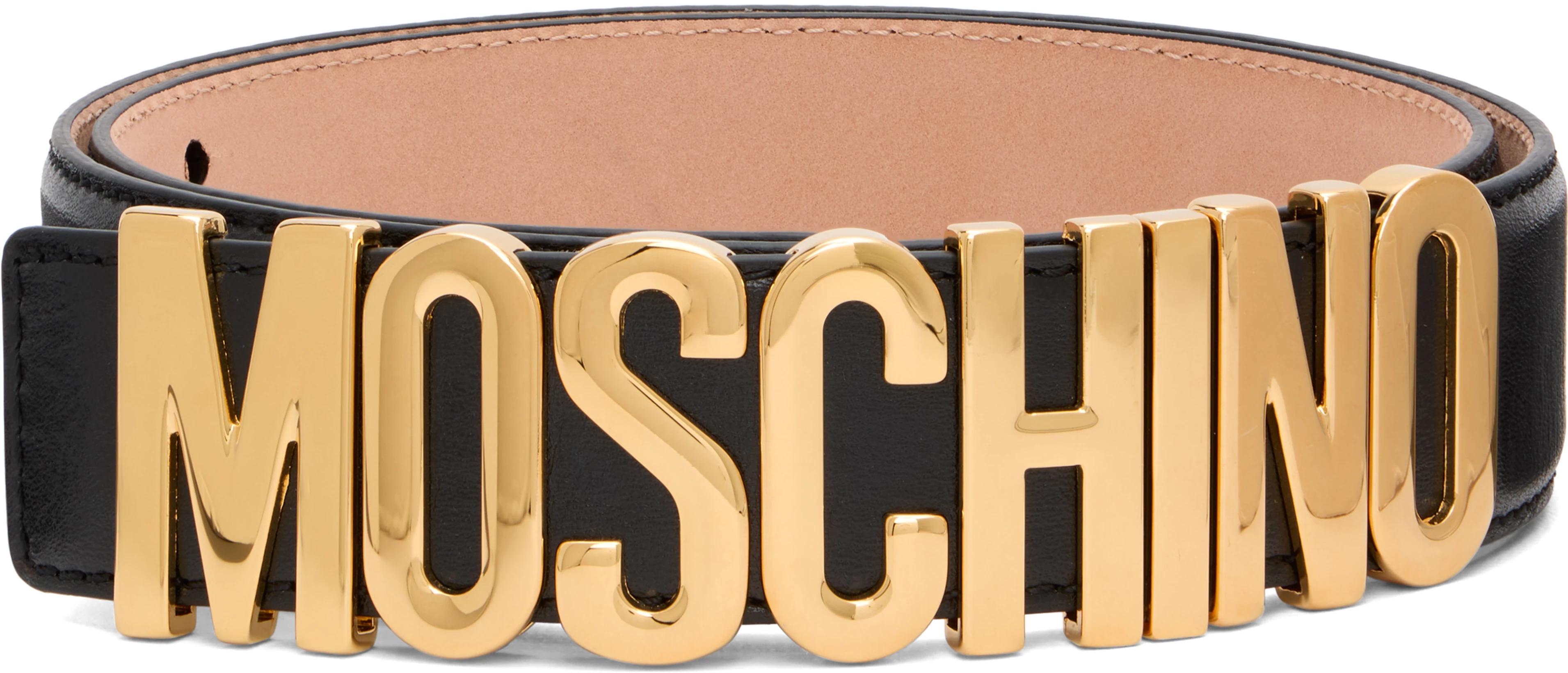 Black Logo Hardware Belt by MOSCHINO