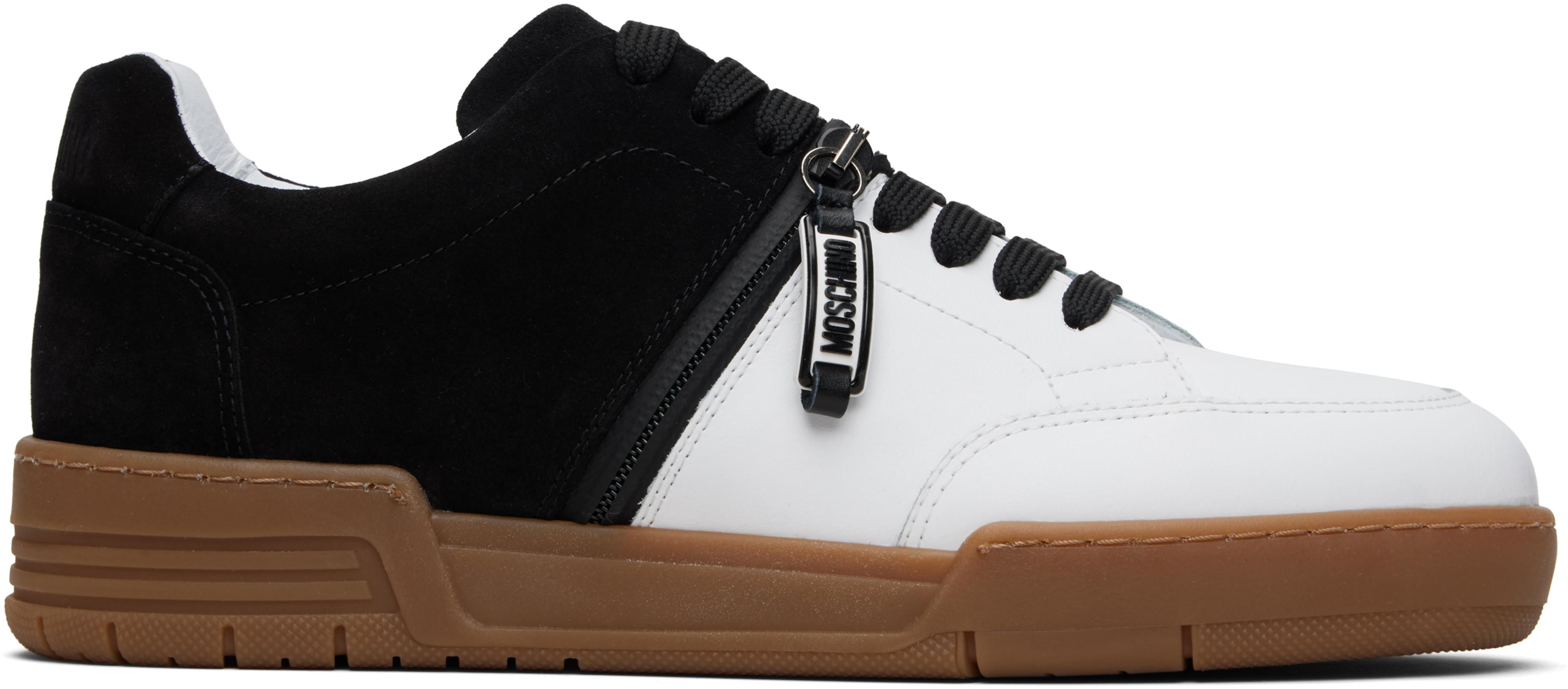 Black & White Streetball Sneakers by MOSCHINO