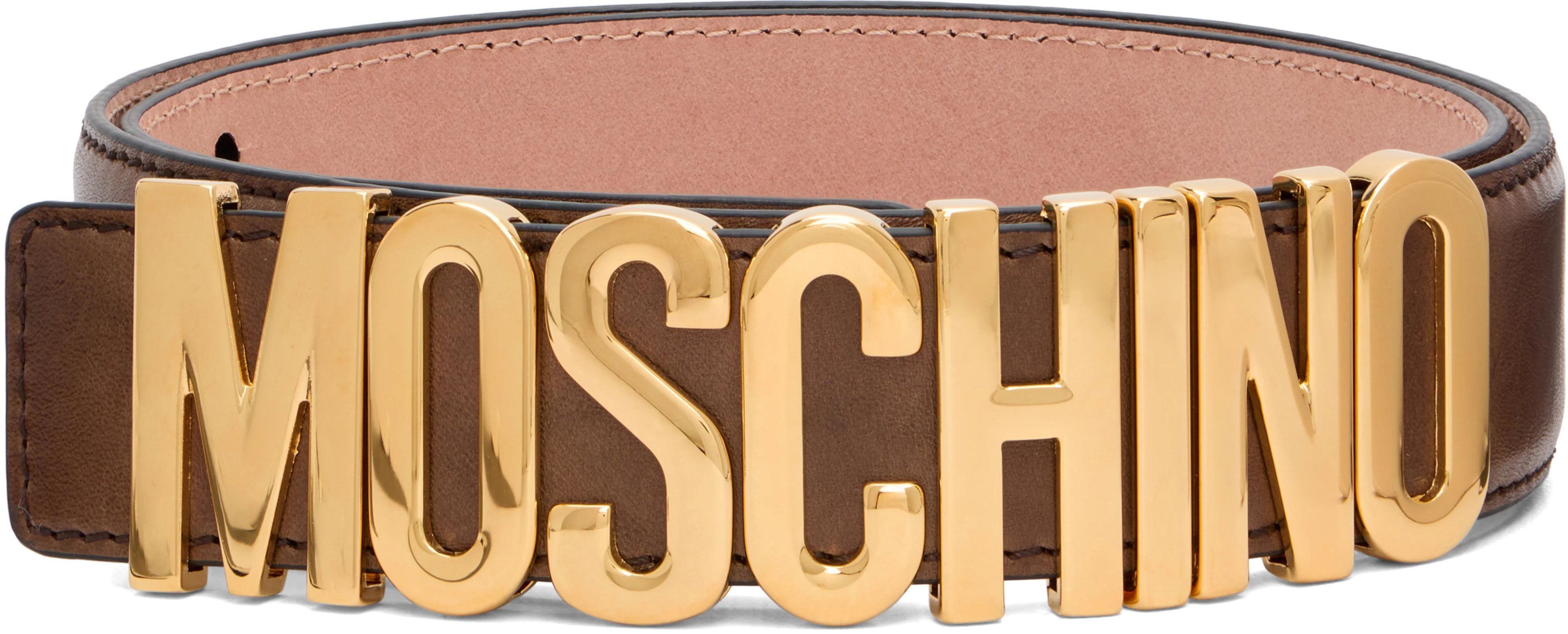 Brown Logo Hardware Belt by MOSCHINO