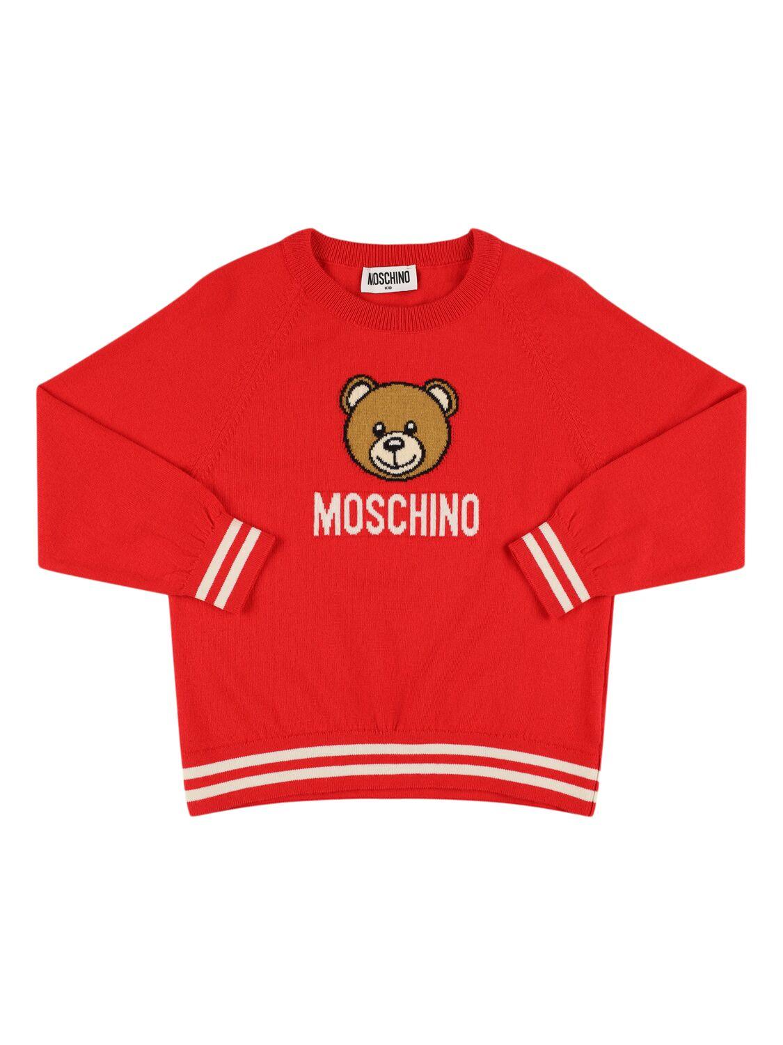 Cotton Blend Knit Sweater by MOSCHINO