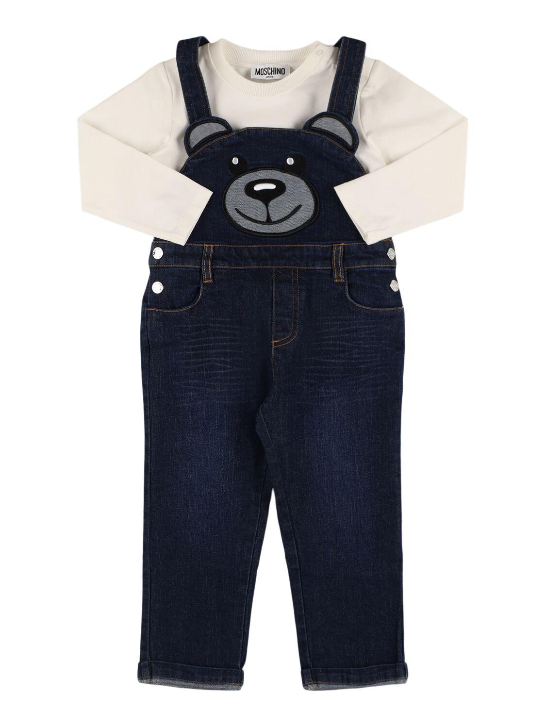 Cotton T-shirt & Overalls by MOSCHINO