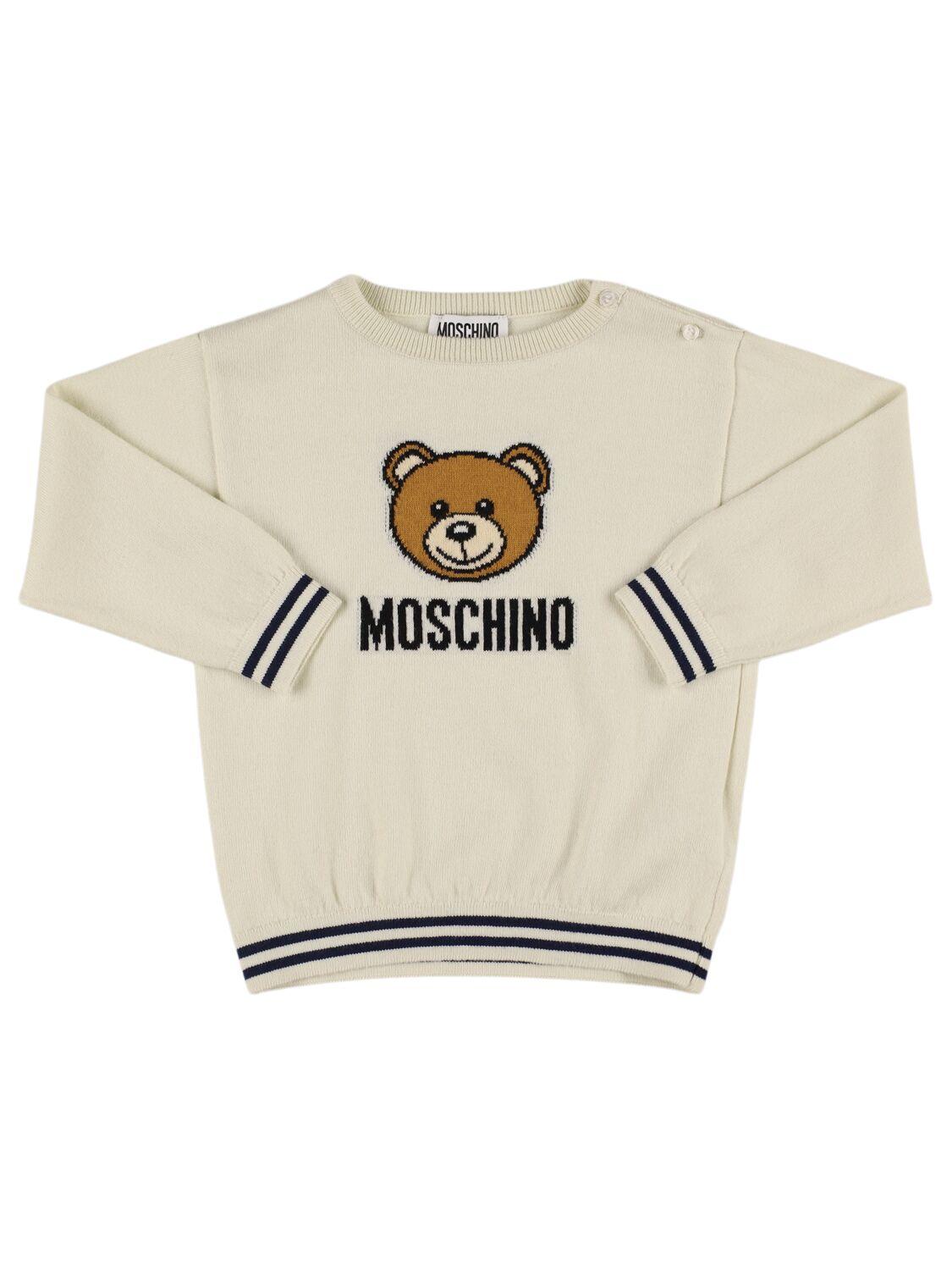 Cotton & Wool Knit Sweater by MOSCHINO