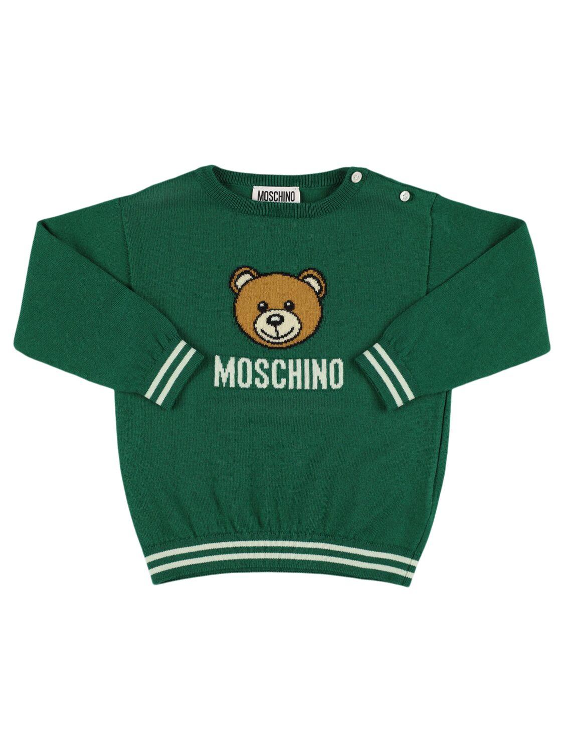 Cotton & Wool Knit Sweater by MOSCHINO