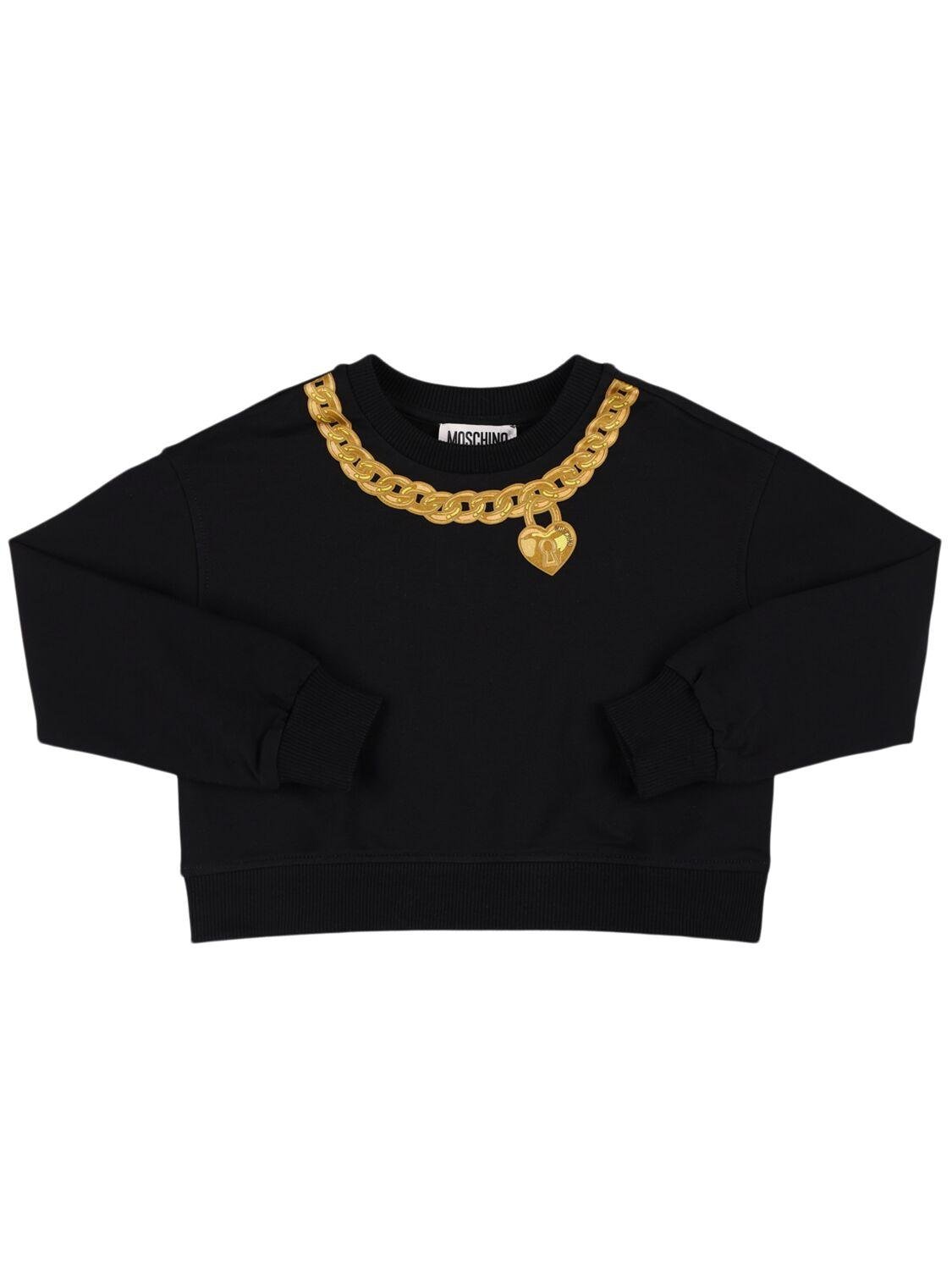 Cropped Cotton Blend Sweatshirt by MOSCHINO