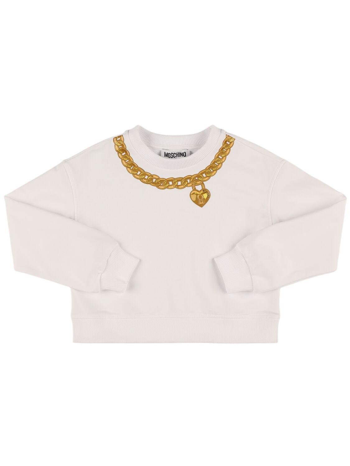 Cropped Cotton Blend Sweatshirt by MOSCHINO