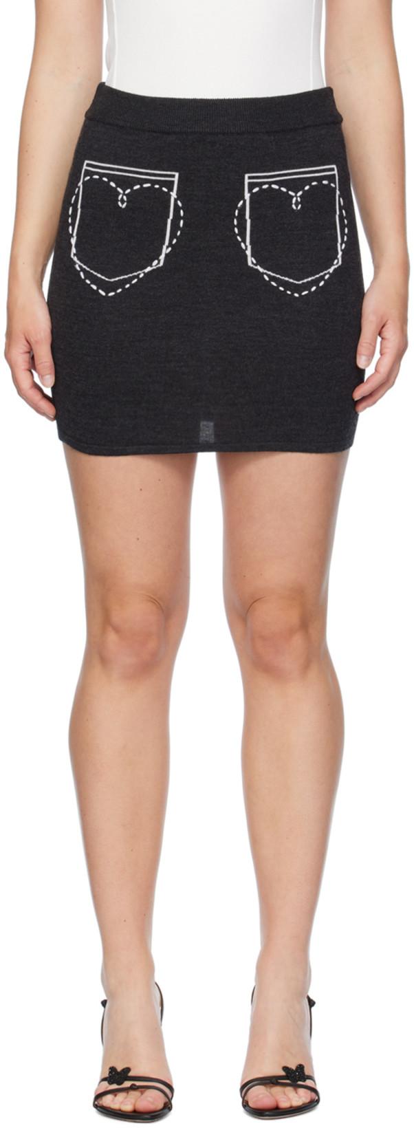 Gray Heart Pocket Miniskirt by MOSCHINO JEANS