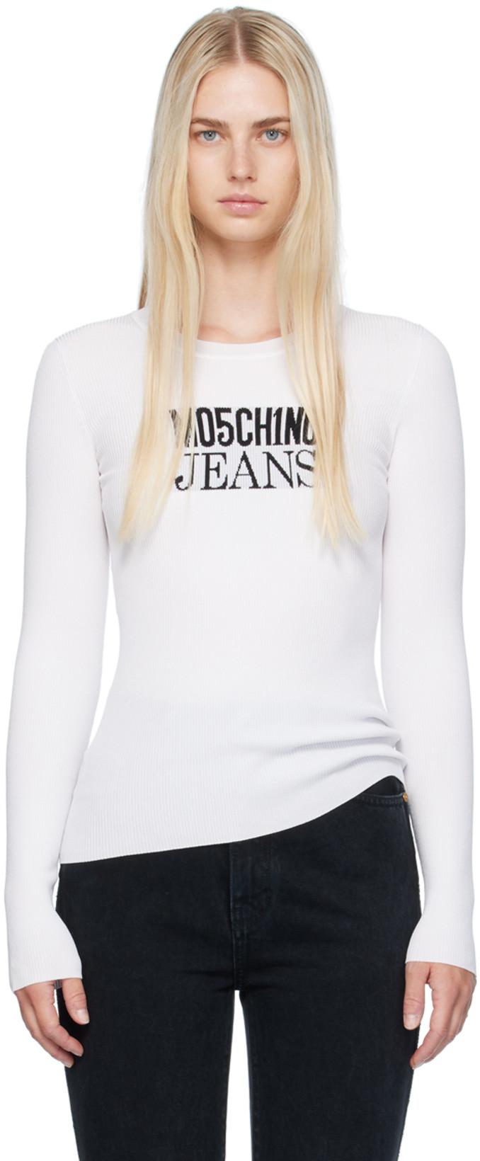 White Crewneck Sweater by MOSCHINO JEANS