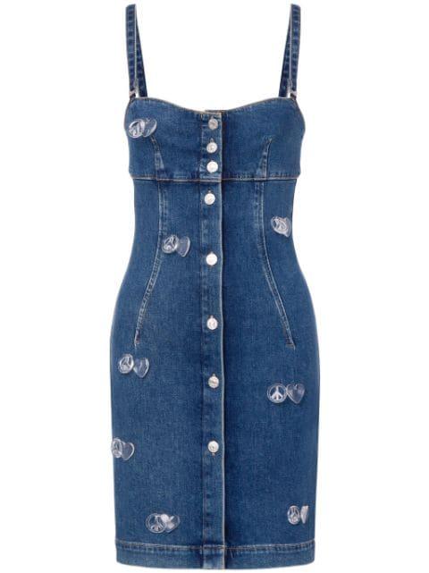 appliquéd denim minidress by MOSCHINO JEANS