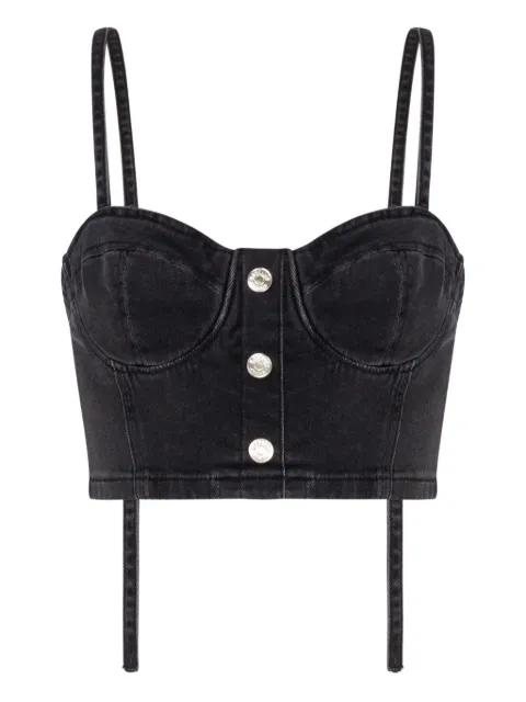 button-front denim crop top by MOSCHINO JEANS
