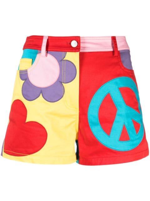colour-block cotton mini shorts by MOSCHINO JEANS
