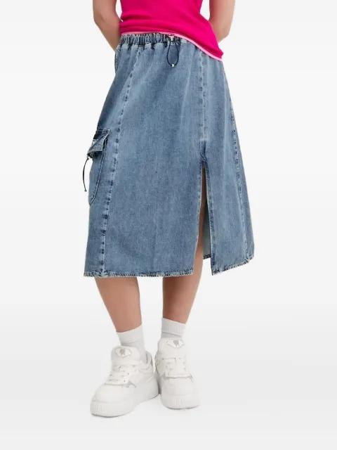 drawstring pocket denim midi skirt by MOSCHINO JEANS