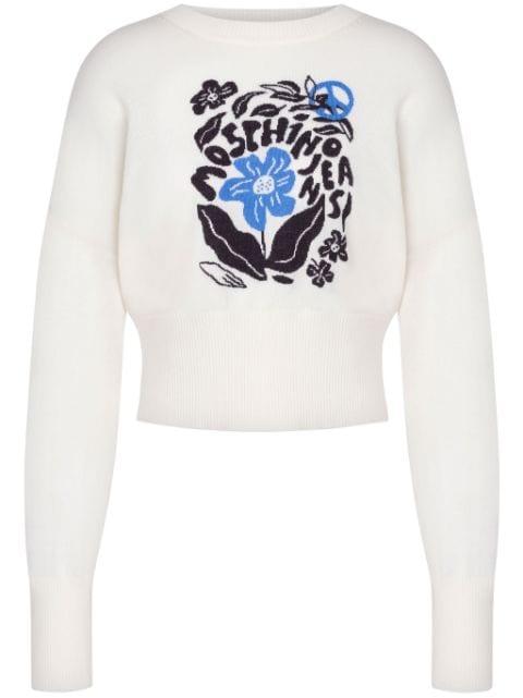 floral-intarsia wool jumper by MOSCHINO JEANS