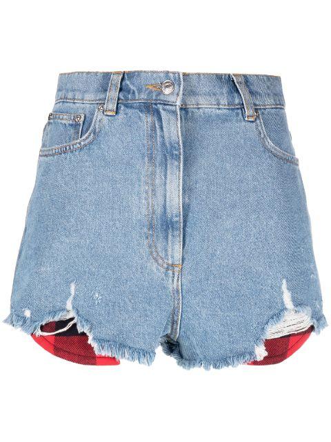 high-rise cotton denim shorts by MOSCHINO JEANS