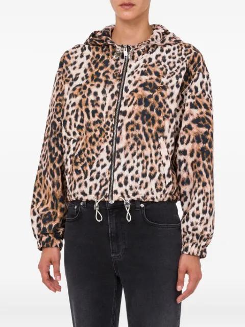 hoodied leopard-print cropped jacket by MOSCHINO JEANS