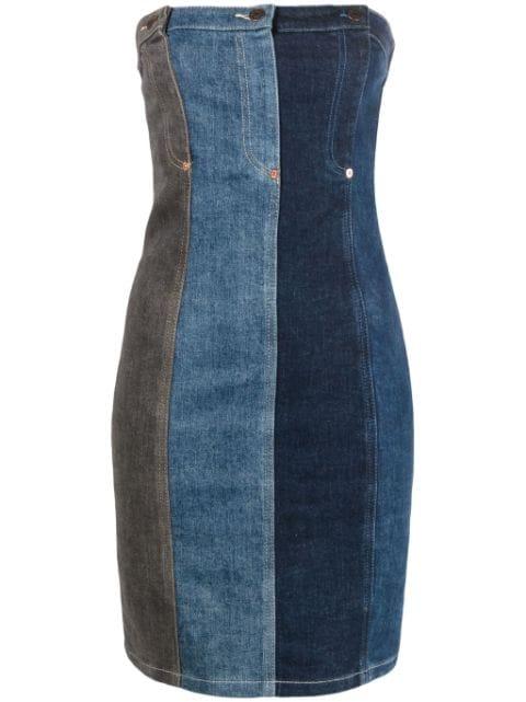 layered-design denim dress by MOSCHINO JEANS