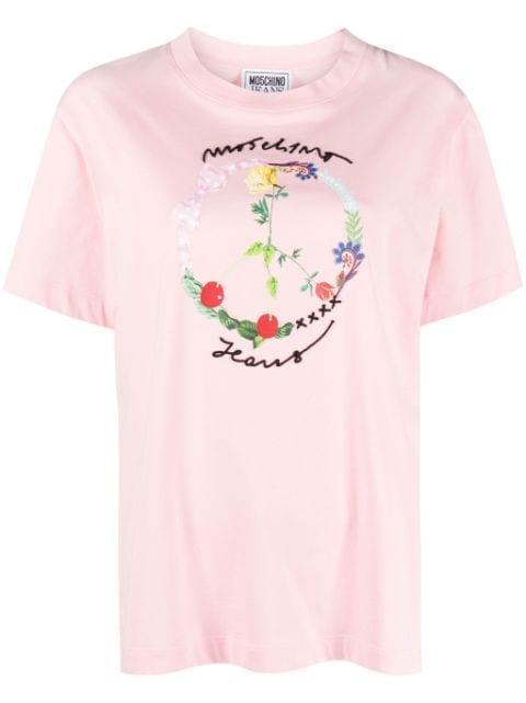 logo-embroidered cotton T-shirt by MOSCHINO JEANS