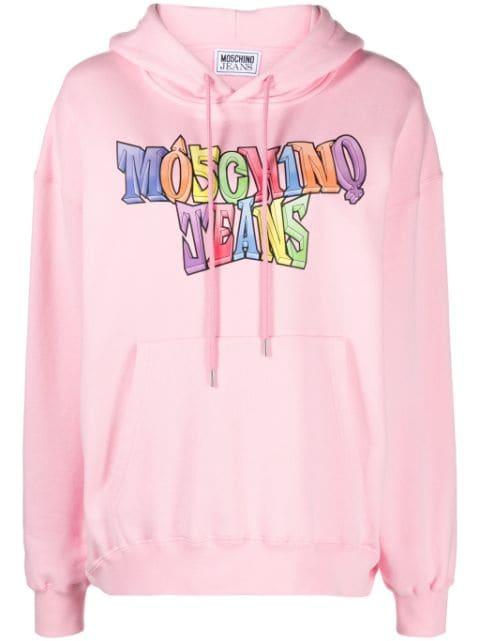 logo-print cotton hoodie by MOSCHINO JEANS