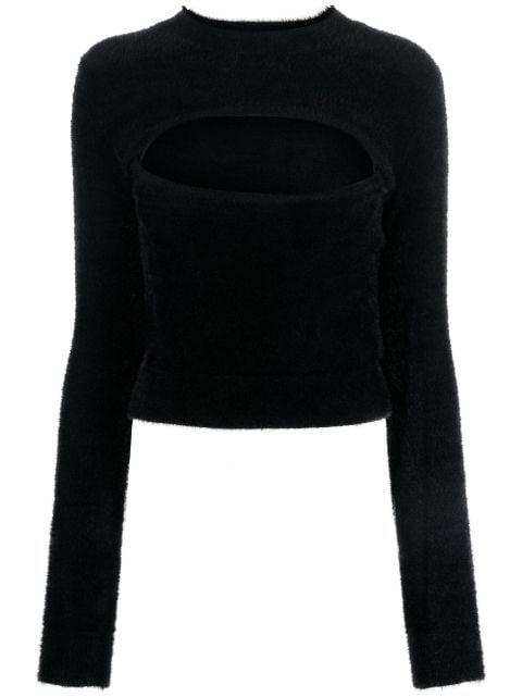 long-sleeve faux-fur jumper by MOSCHINO JEANS
