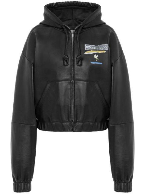 printed leather jacket by MOSCHINO JEANS