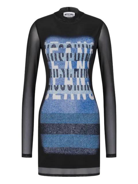 printed long-sleeve mini dress by MOSCHINO JEANS