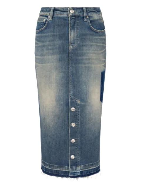 raw-hem midi denim skirt by MOSCHINO JEANS