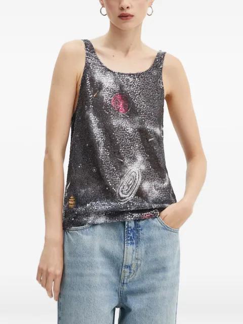 sequin graphic print top by MOSCHINO JEANS