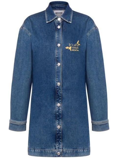 slogan-embroidered denim shirtdress by MOSCHINO JEANS