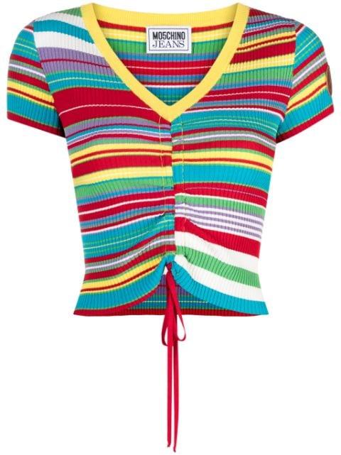 stripe-pattern V-neck top by MOSCHINO JEANS