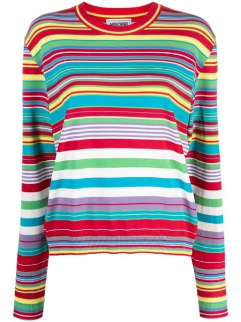 stripe-pattern logo-patch jumper by MOSCHINO JEANS
