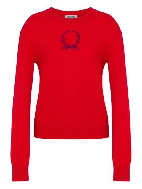 Laurel Crown embellished logo sweater by MOSCHINO