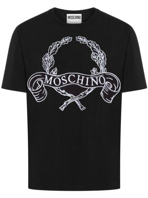 Laurel Crown-embroidered jersey T-shirt by MOSCHINO