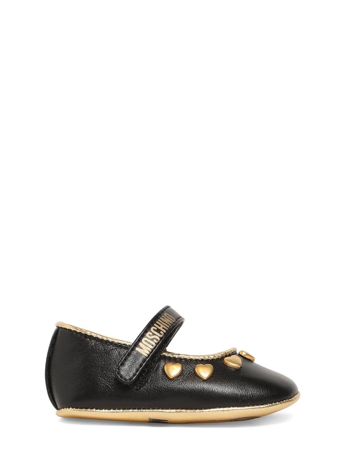 Leather Ballerinas W/hearts by MOSCHINO