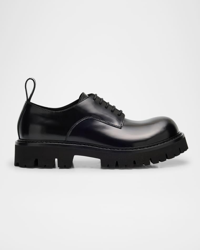 Men's Leather Chunky Lug-Sole Derby Shoes by MOSCHINO