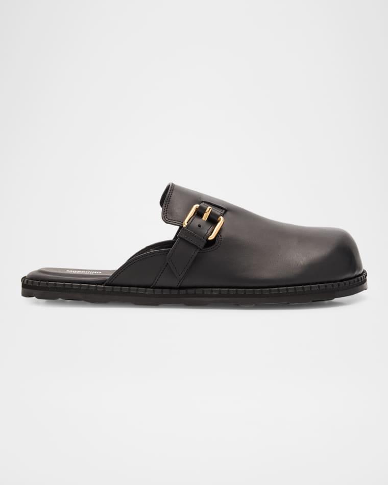Men's Sabot Leather Mules by MOSCHINO