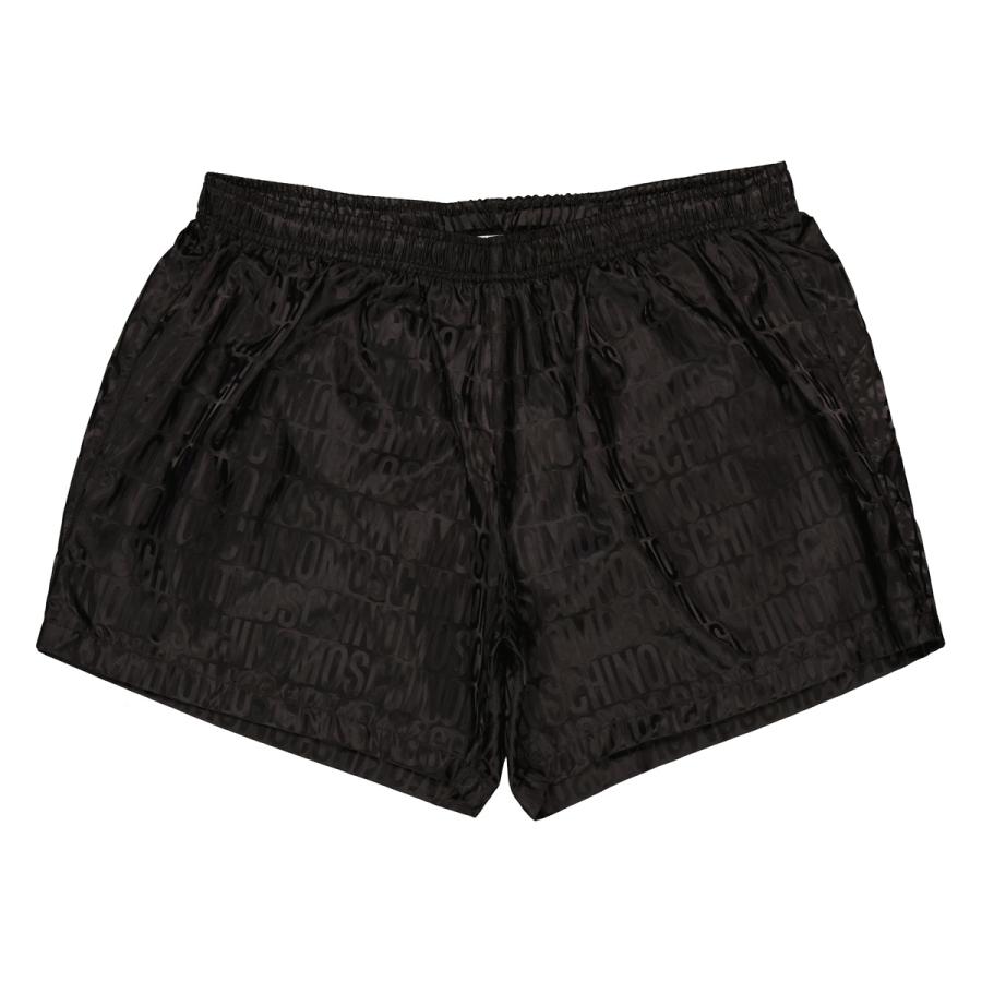 Moschino Black Monogram Jacquard Logo Shorts by MOSCHINO