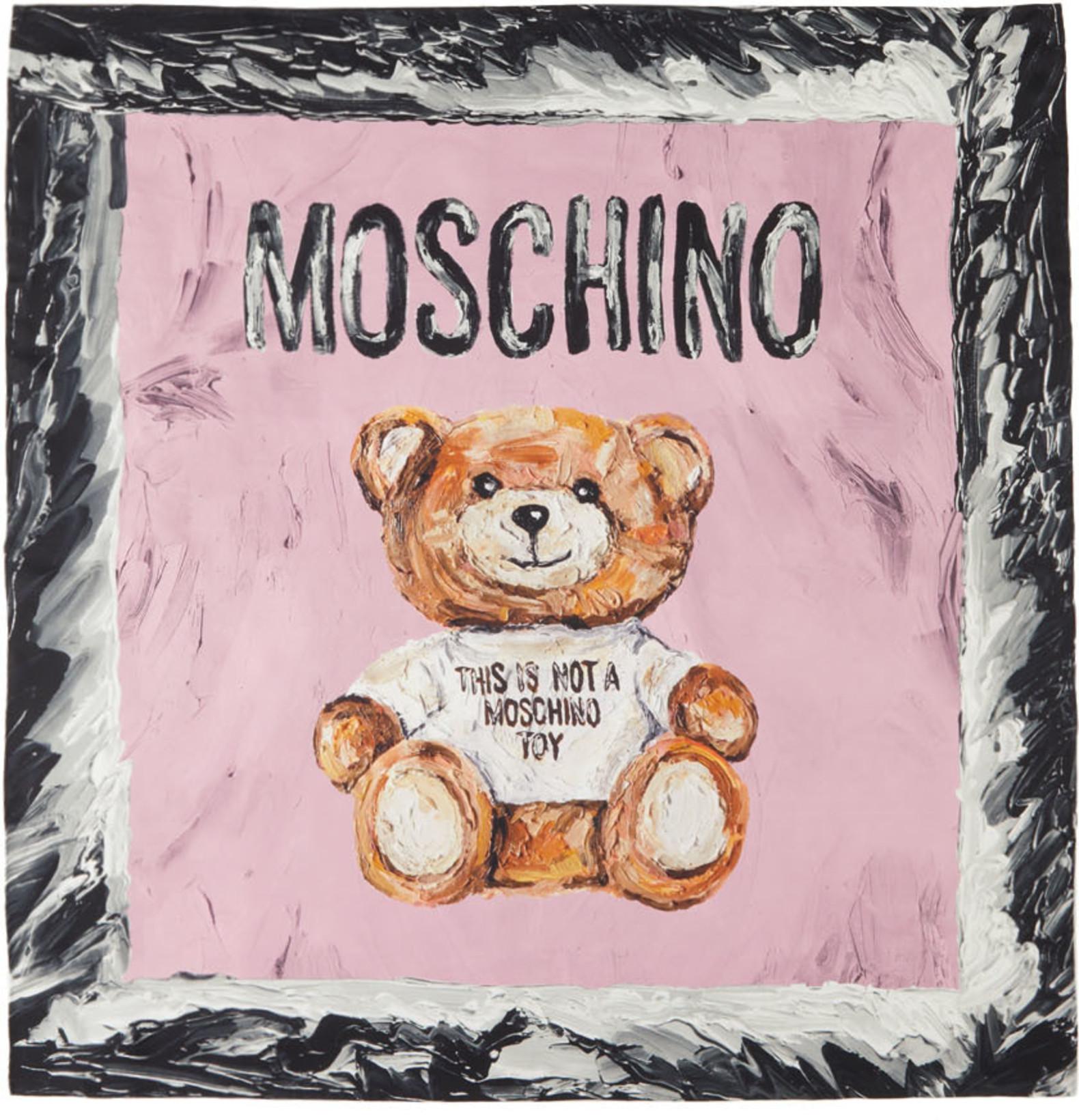 Multicolor Painted Bear Scarf by MOSCHINO