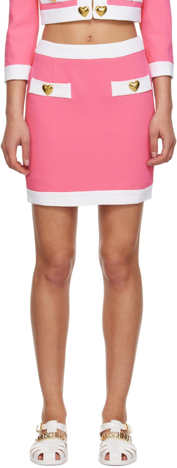 Pink Heart Buttons Miniskirt by MOSCHINO