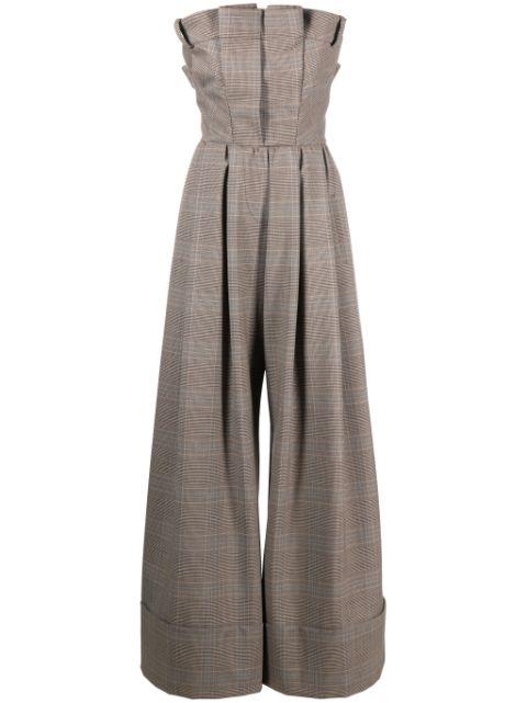 Prince of Wales-pattern strapless jumpsuit by MOSCHINO