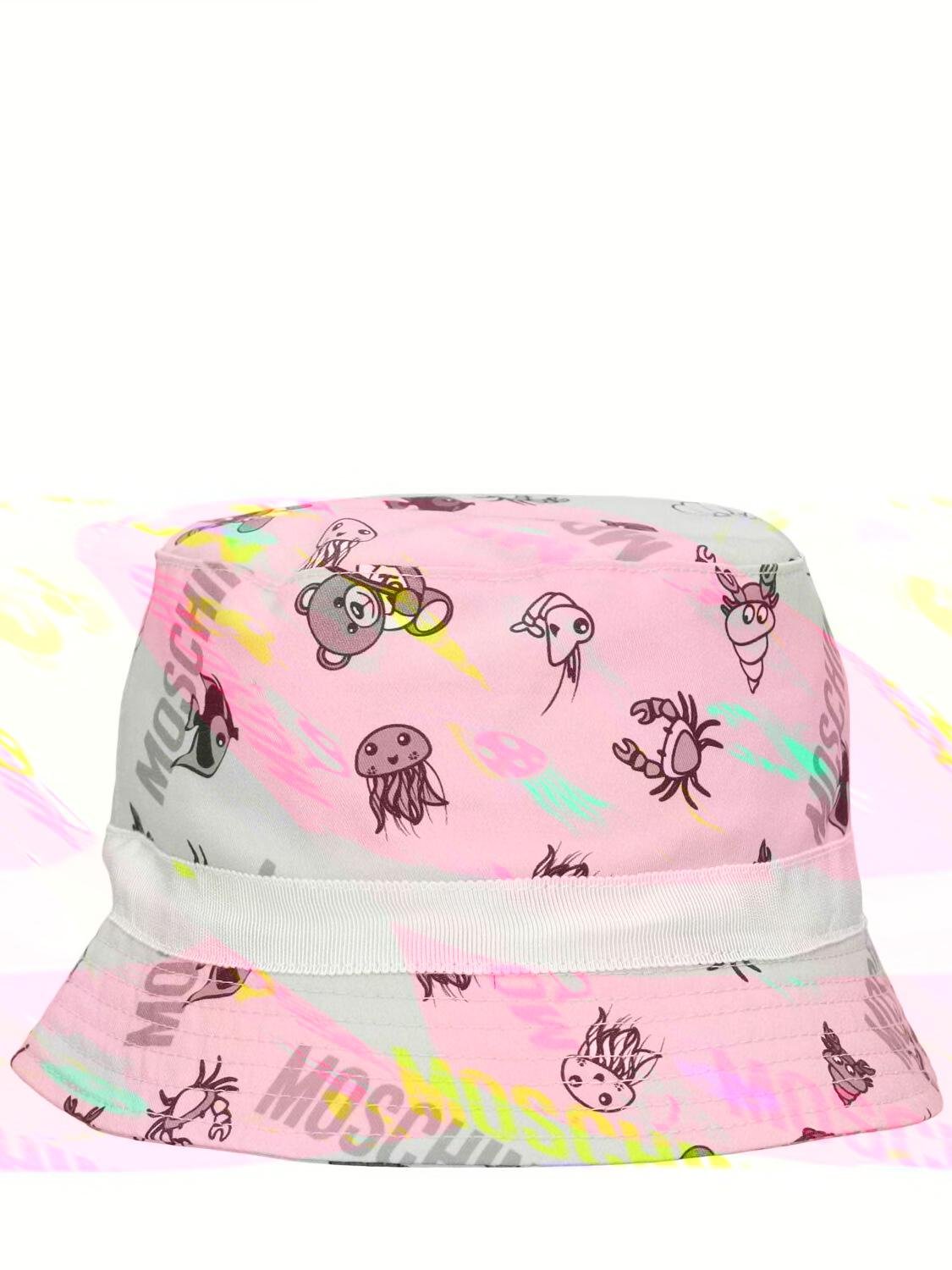Printed Cotton Gabardine Bucket Hat by MOSCHINO