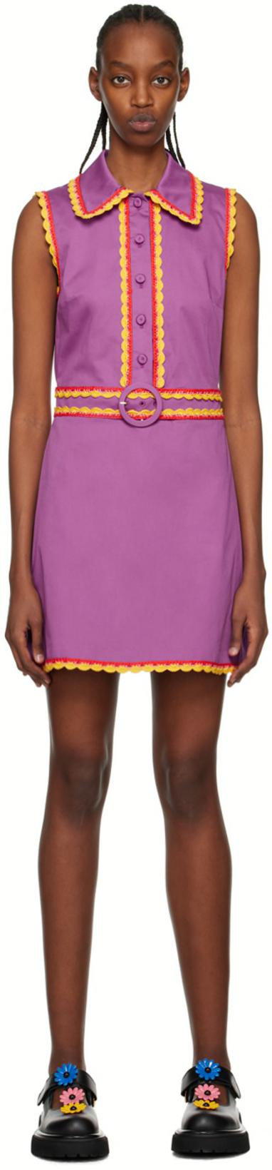 Purple Belted Minidress by MOSCHINO
